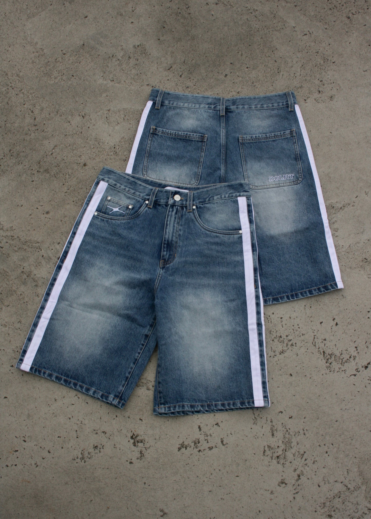 Double Striped Denim Shorts