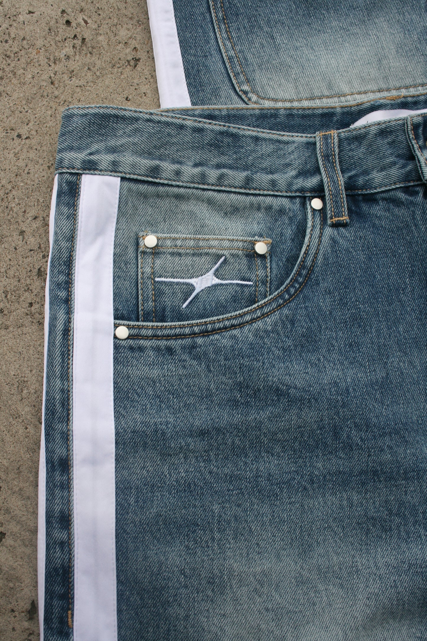 Double Striped Denim Shorts