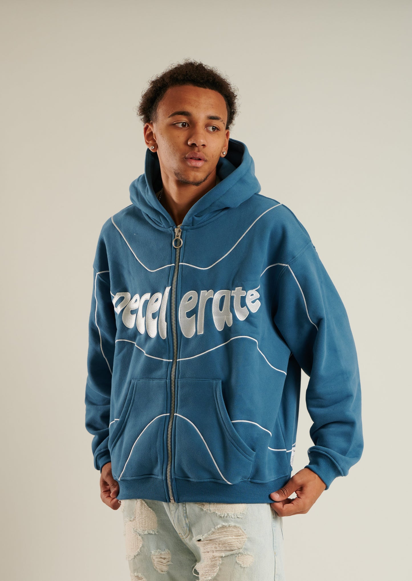 DECELERATE Wave Zipper Hoodie